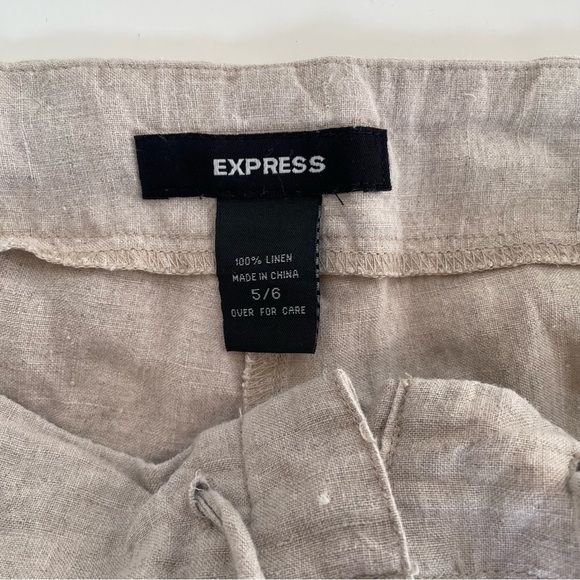 Express Women's Cream 100% Linen Flare Leg Pants Trousers Size 5/6 - Picture 5 of 8